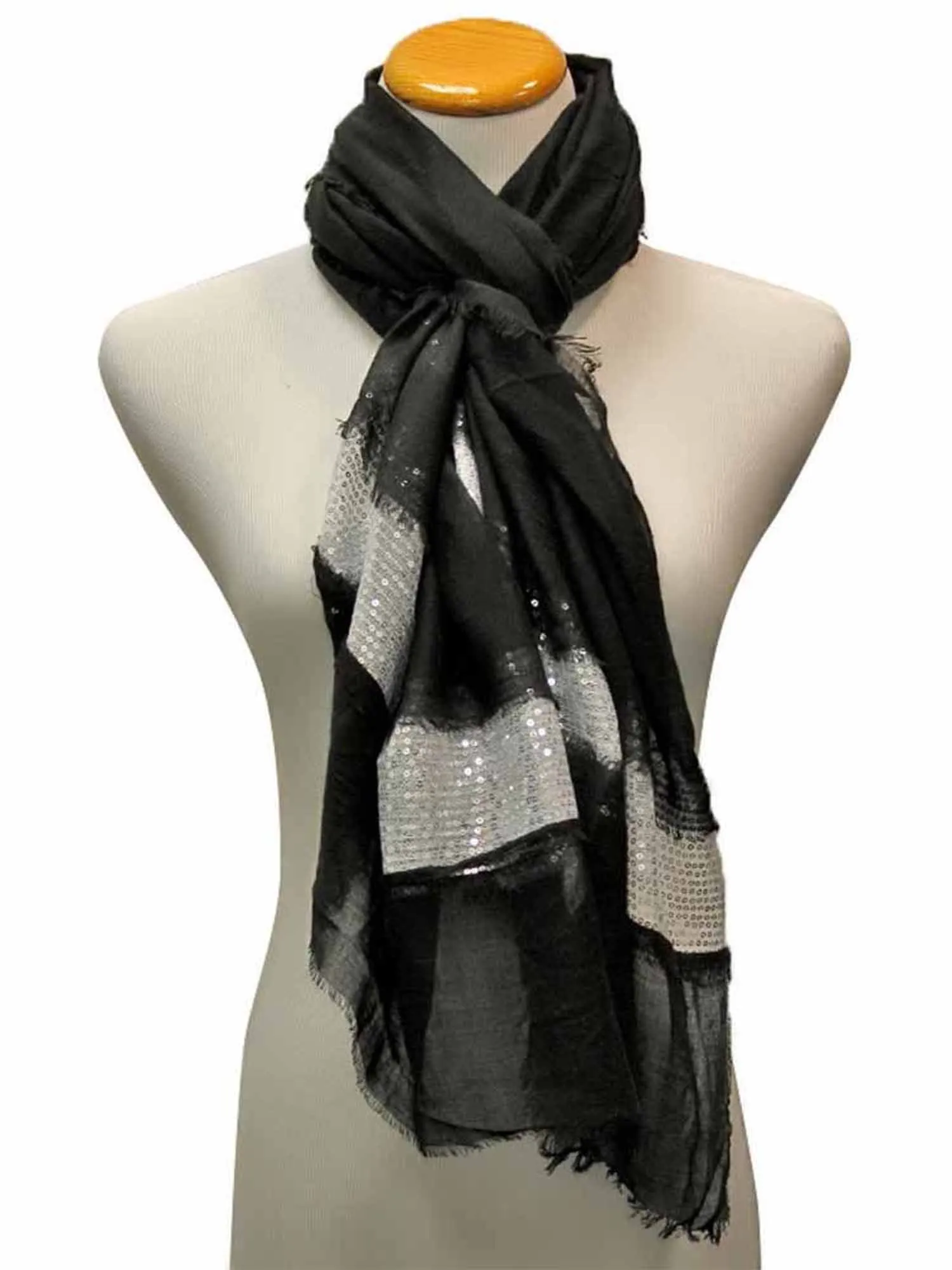 Light Summer Scarf Shawl With Silver Trim