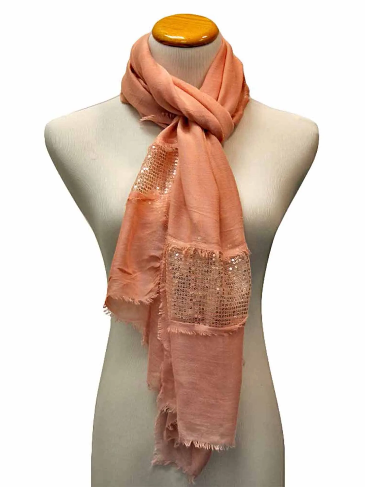 Light Summer Scarf Shawl With Silver Trim