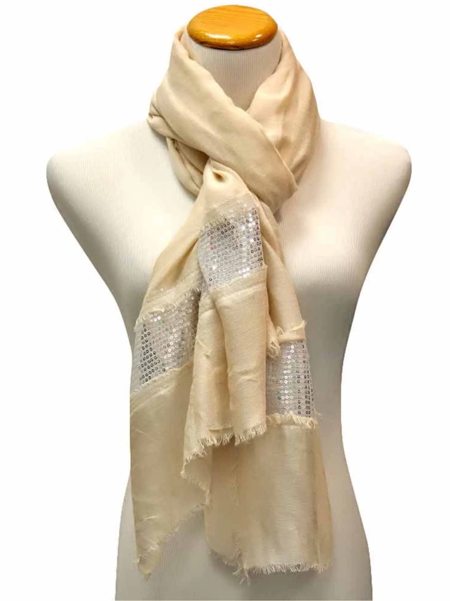 Light Summer Scarf Shawl With Silver Trim