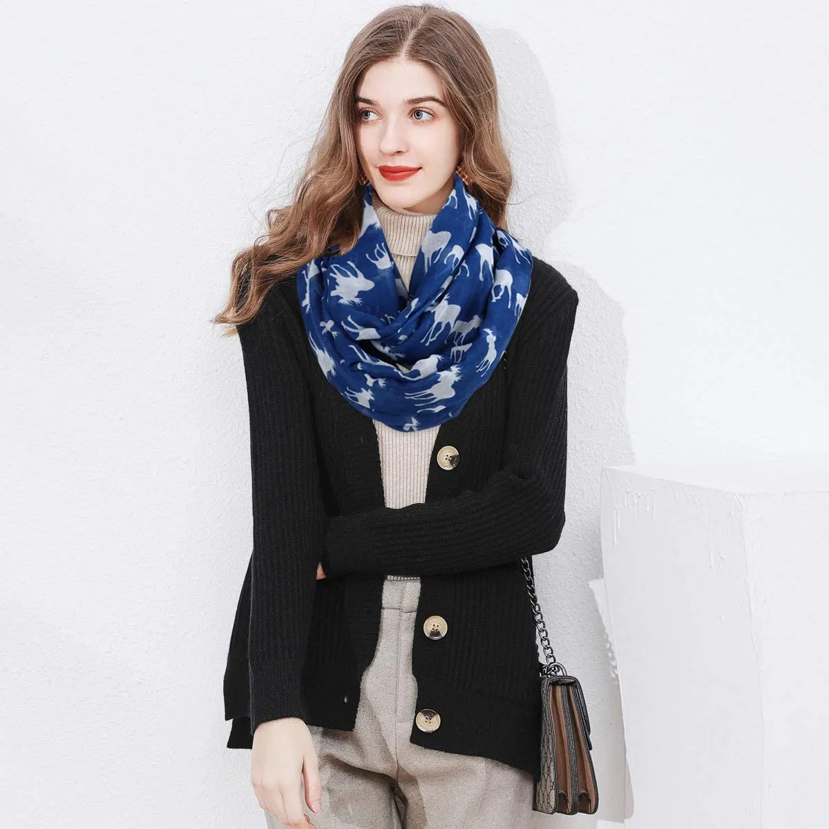 Lightweight Circle Infinity Scarves Moose Print Shawl Wrap Scarf For Women And Men