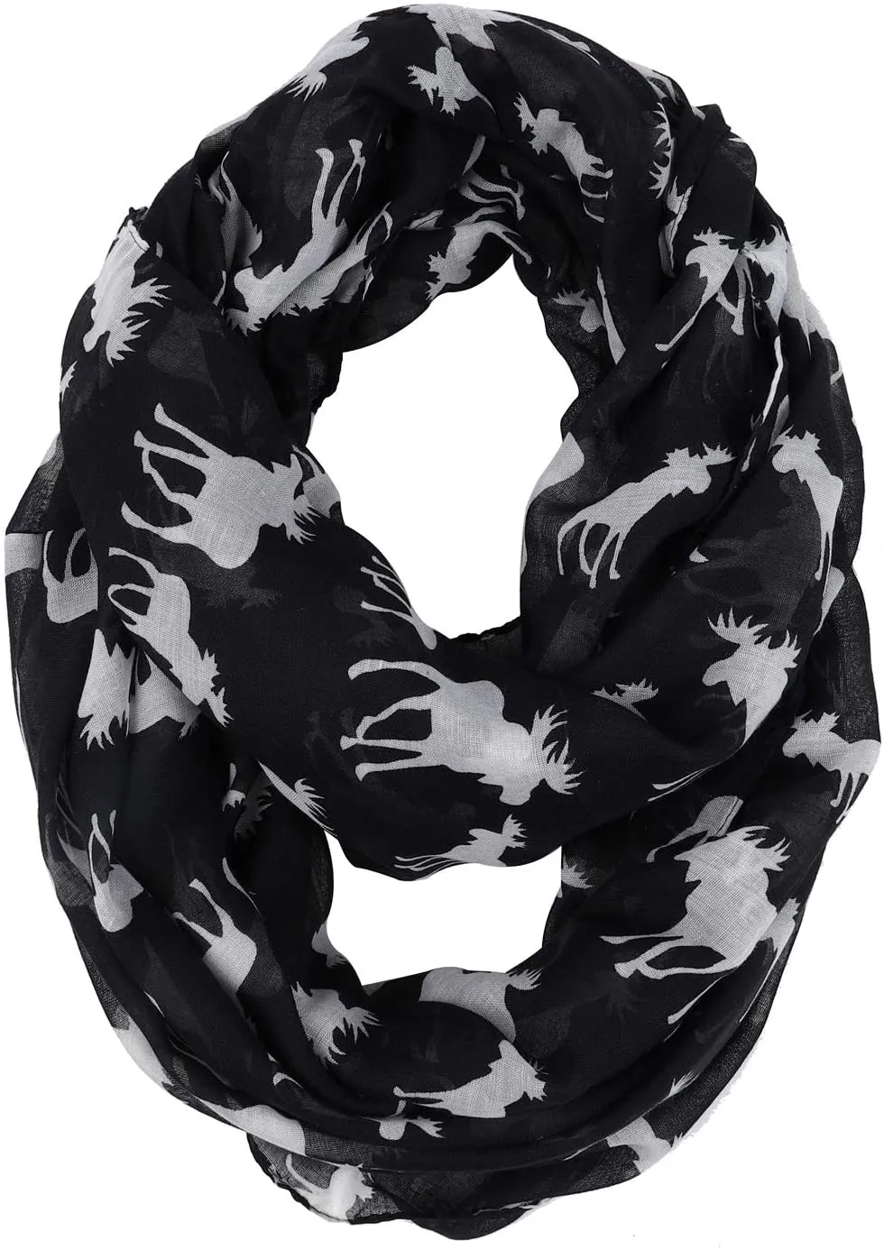 Lightweight Circle Infinity Scarves Moose Print Shawl Wrap Scarf For Women And Men