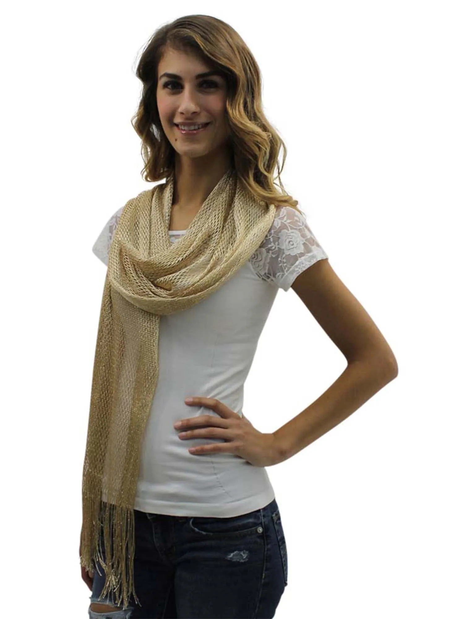 Lightweight Mesh Metallic Scarf