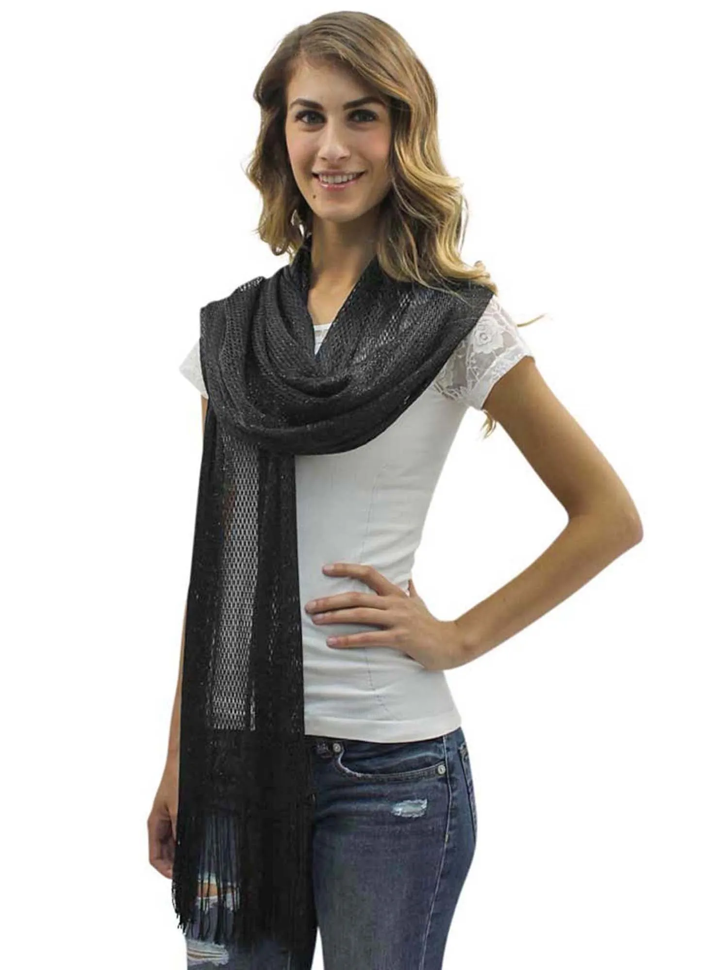 Lightweight Mesh Metallic Scarf