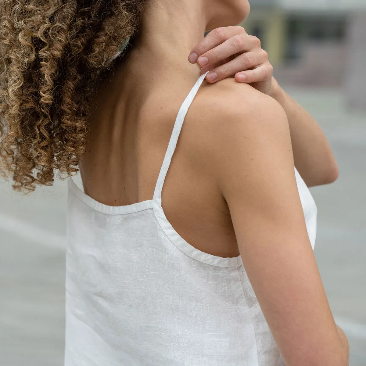 Linen Slip Top Kim Pure White