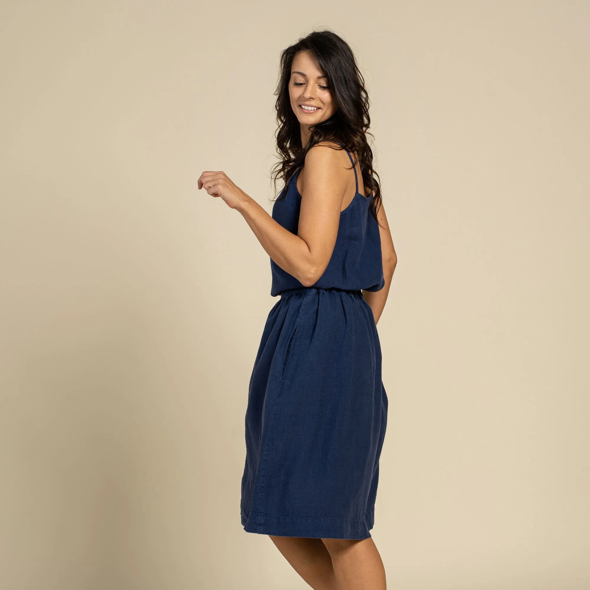 Linen Slip Top Kim Storm Blue