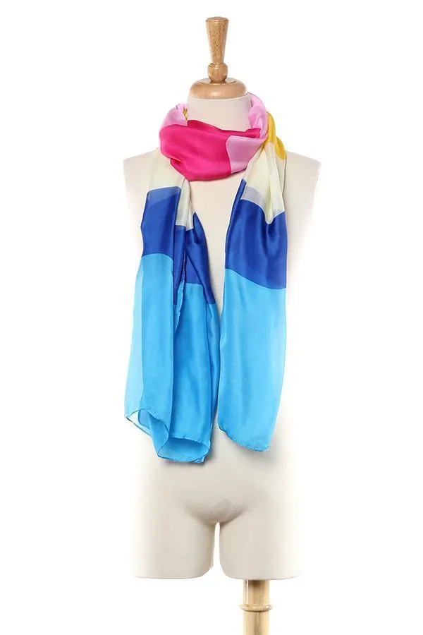 Long Chiffon Scarf Blue and Pink Theme CHL114