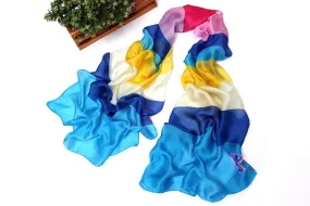 Long Chiffon Scarf Blue and Pink Theme CHL114