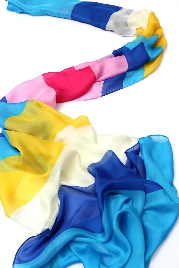 Long Chiffon Scarf Blue and Pink Theme CHL114