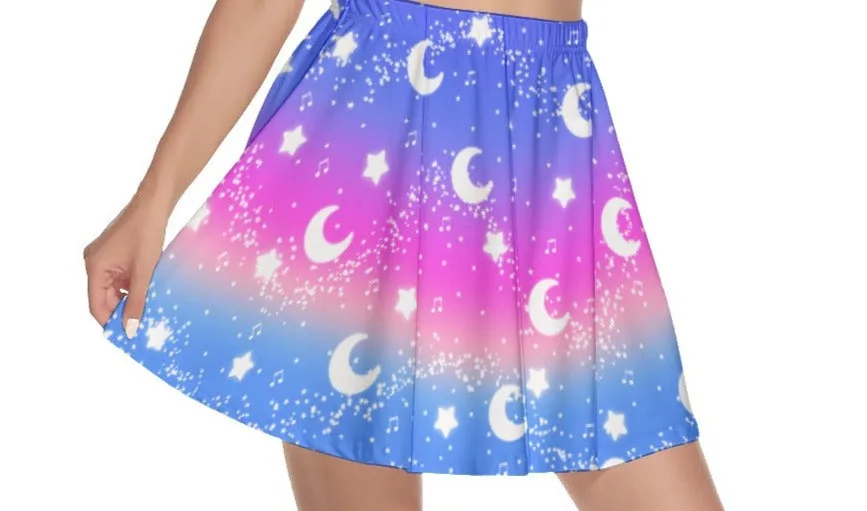 Magical Fairy Time (Rainbow Twilight) Mini Skater Skirt