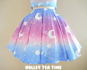 Magical Fairy Time (Rainbow Twilight) Mini Skater Skirt