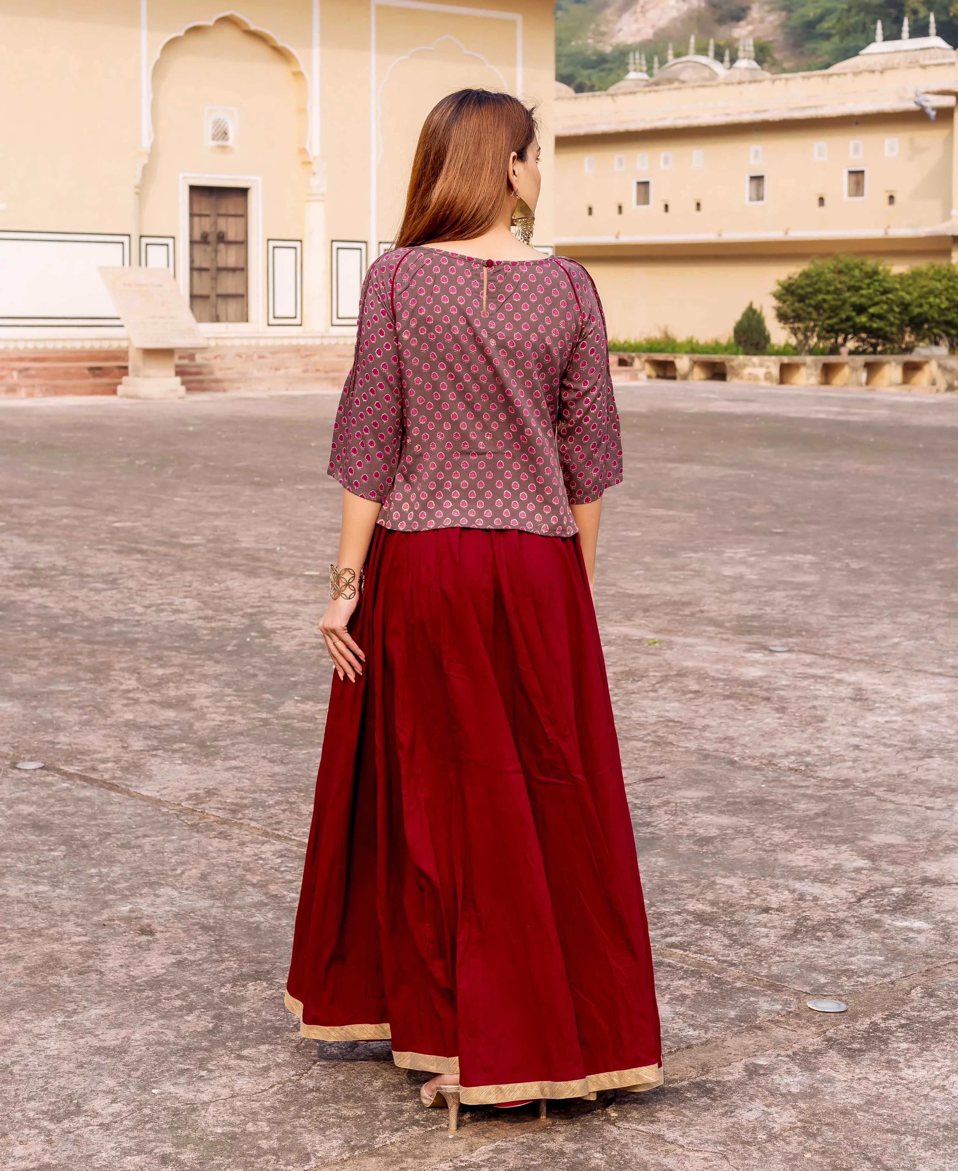 Maroon and Brown Short Top