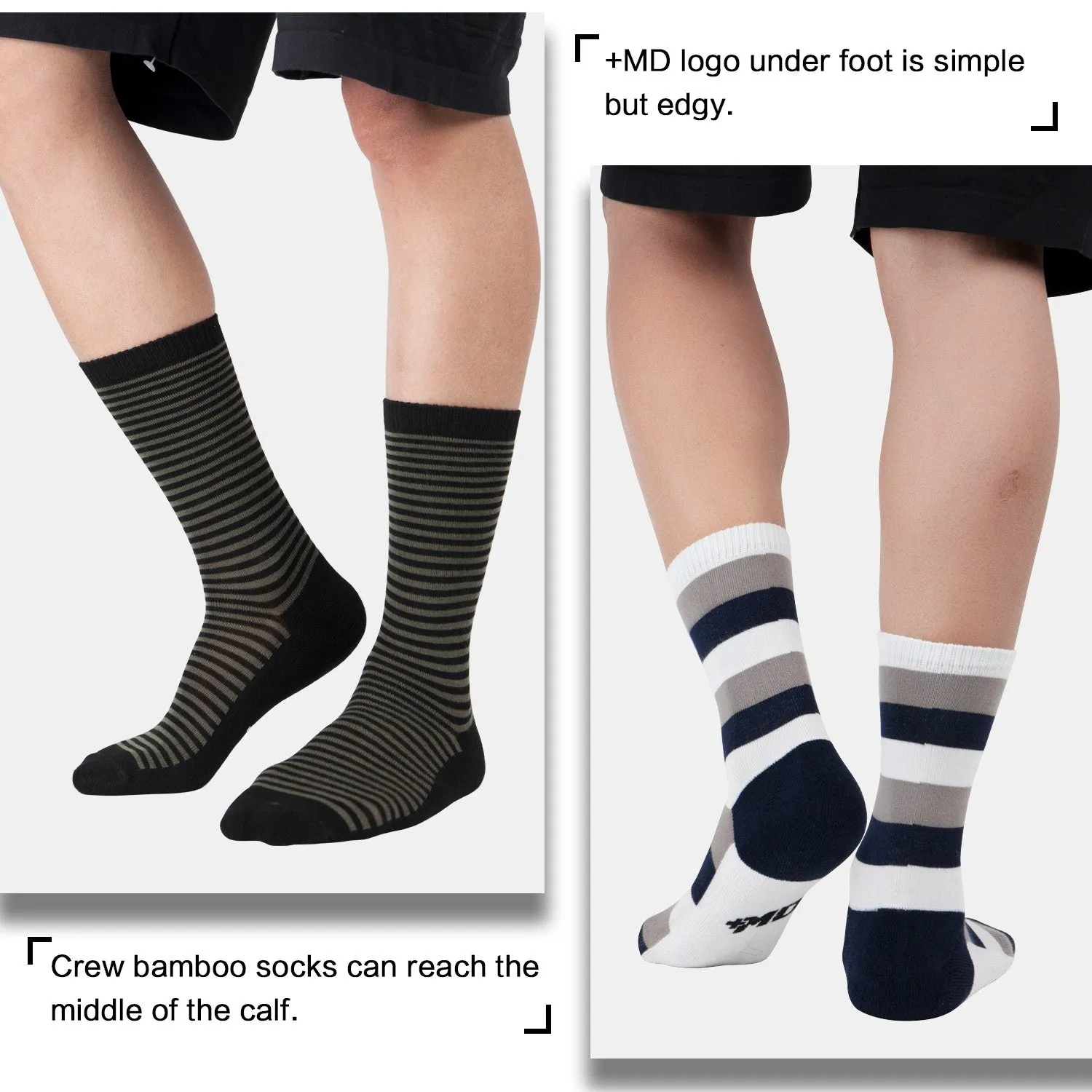 MD Design Bamboo Crew Dress Socks Cushioned