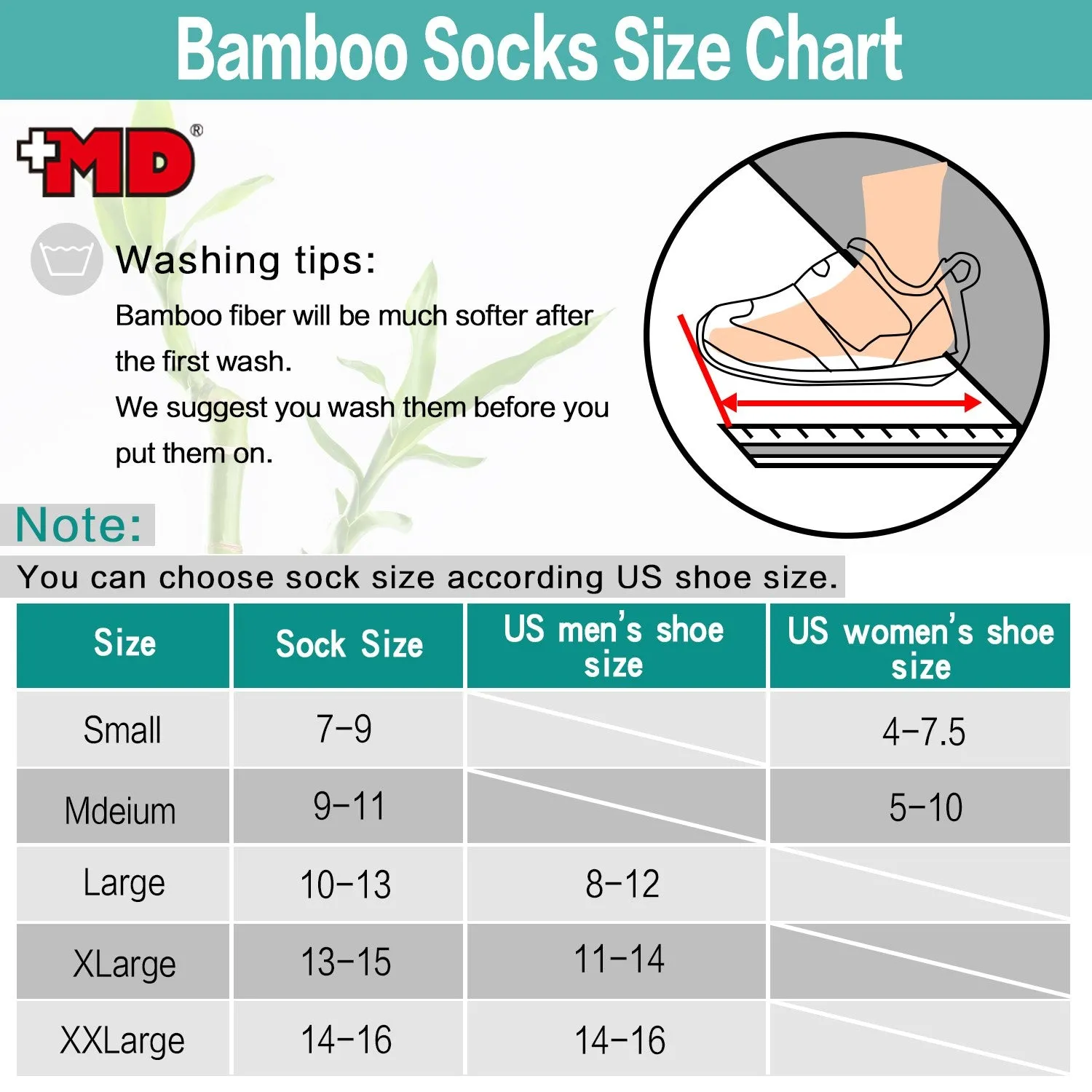 MD Design Bamboo Crew Dress Socks Cushioned