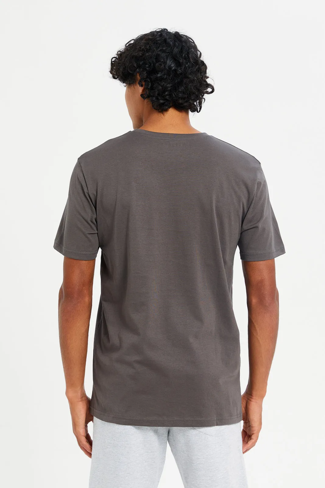 Men Charcoal Short Sleeved T-Shirt