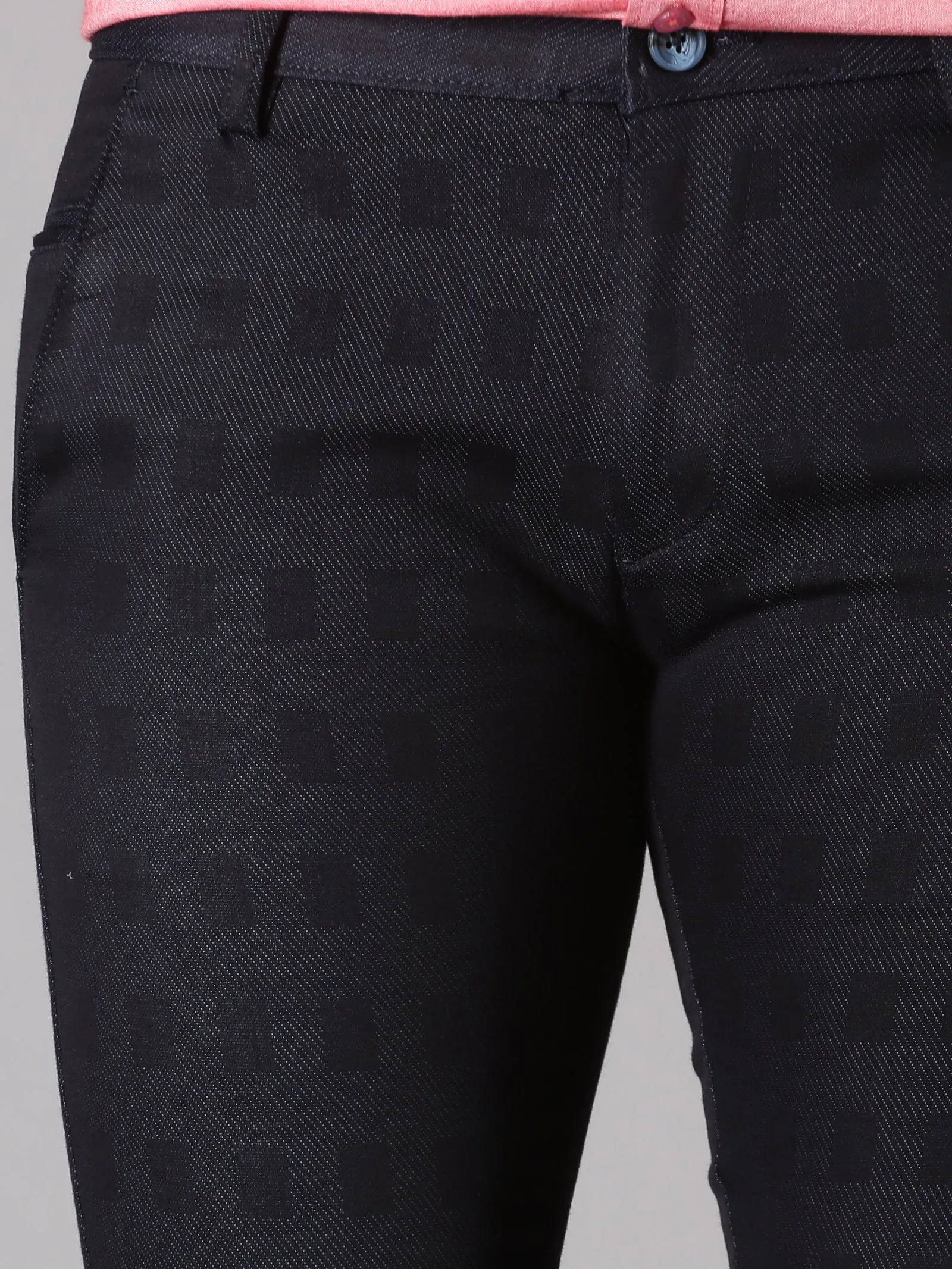 MEN'S NAVY CHECK SLIM FIT TROUSER