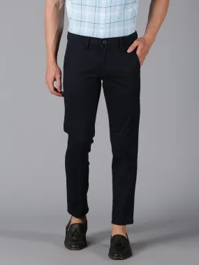 MEN'S NAVY SOLID SLIM FIT TROUSER