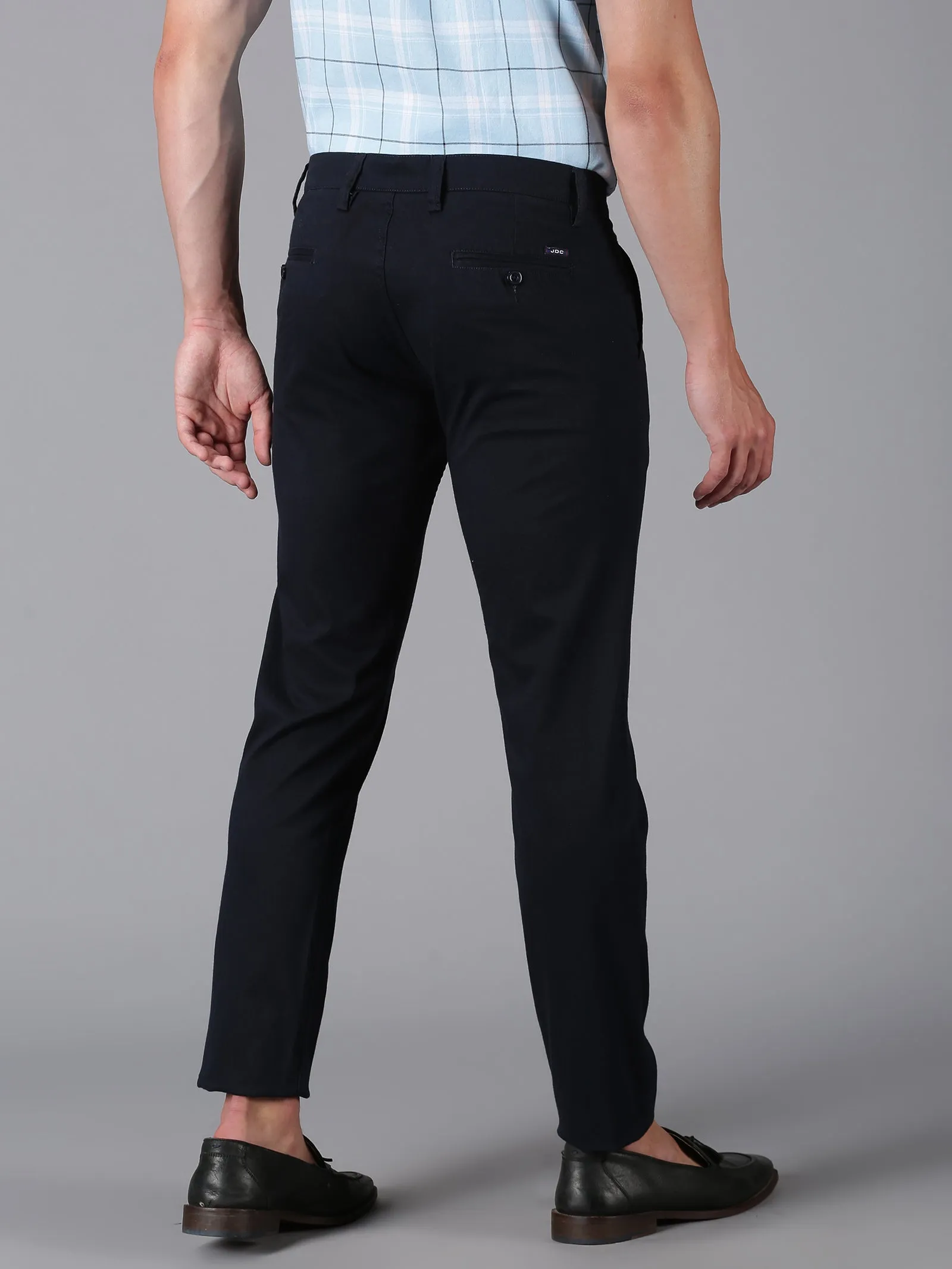 MEN'S NAVY SOLID SLIM FIT TROUSER