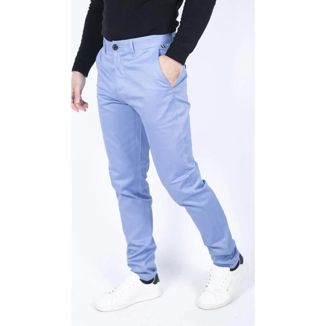 Mens Regular Chino Jeans Trousers Stretch Classic Smart Casual Tailored Fit