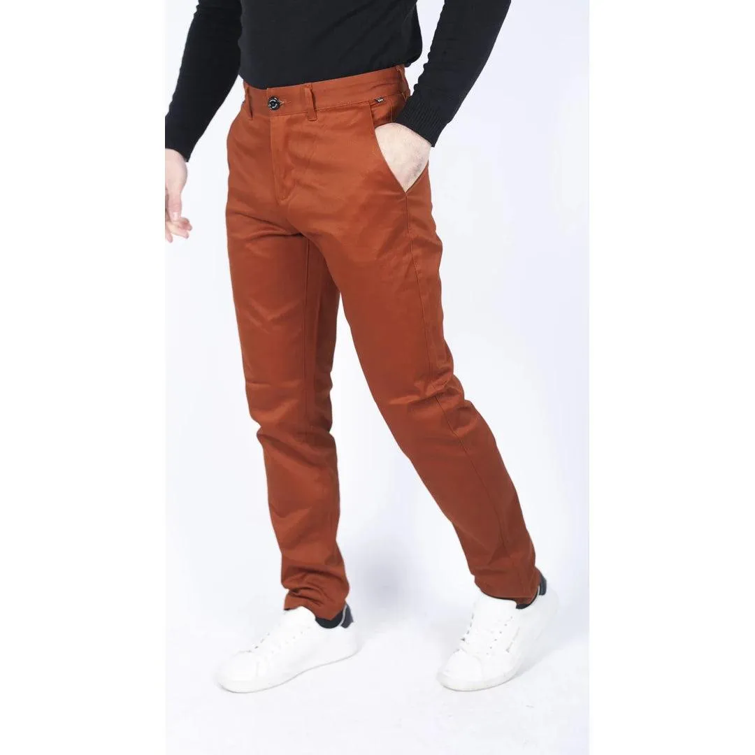 Mens Regular Chino Jeans Trousers Stretch Classic Smart Casual Tailored Fit