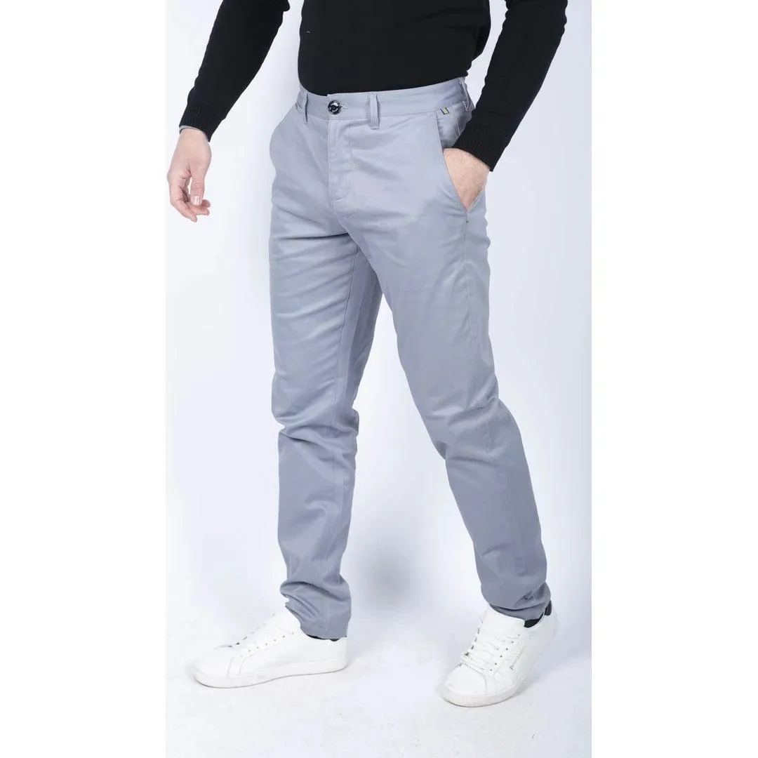 Mens Regular Chino Jeans Trousers Stretch Classic Smart Casual Tailored Fit