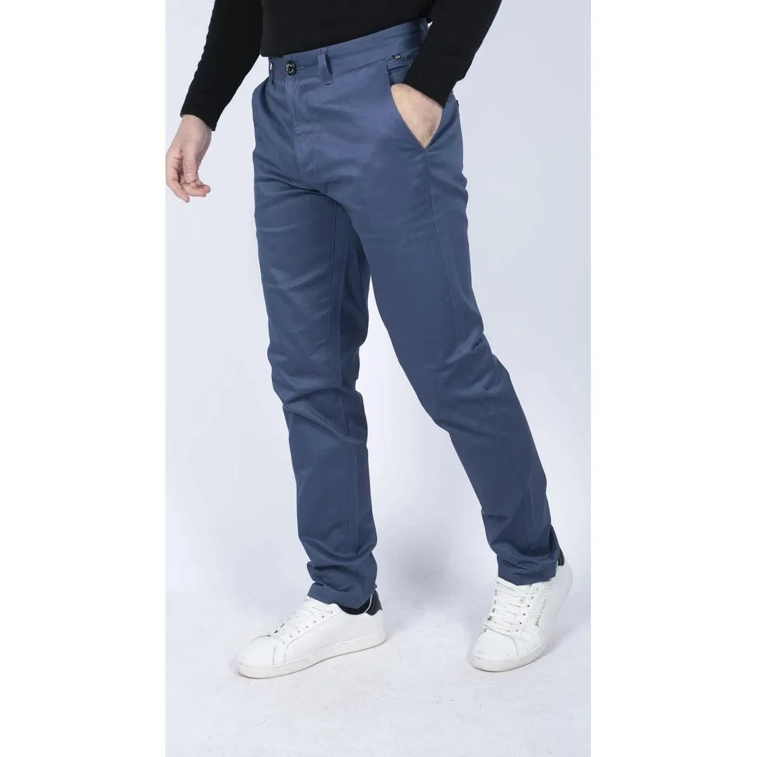 Mens Regular Chino Jeans Trousers Stretch Classic Smart Casual Tailored Fit