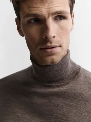 Merino Wool Roll Neck Jumper - Neutral