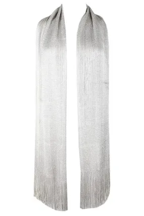 Metallic Fringe Scarf - Silver