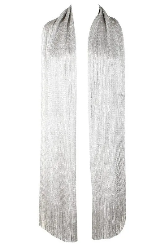 Metallic Fringe Scarf - Silver