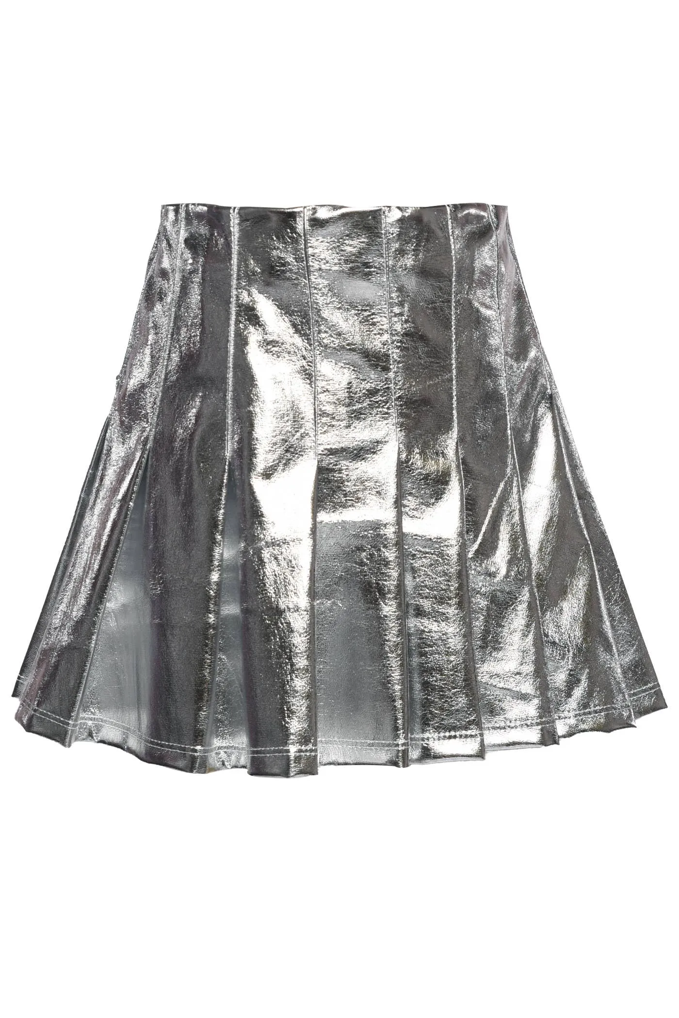 Metallic pleated skirt with back zip