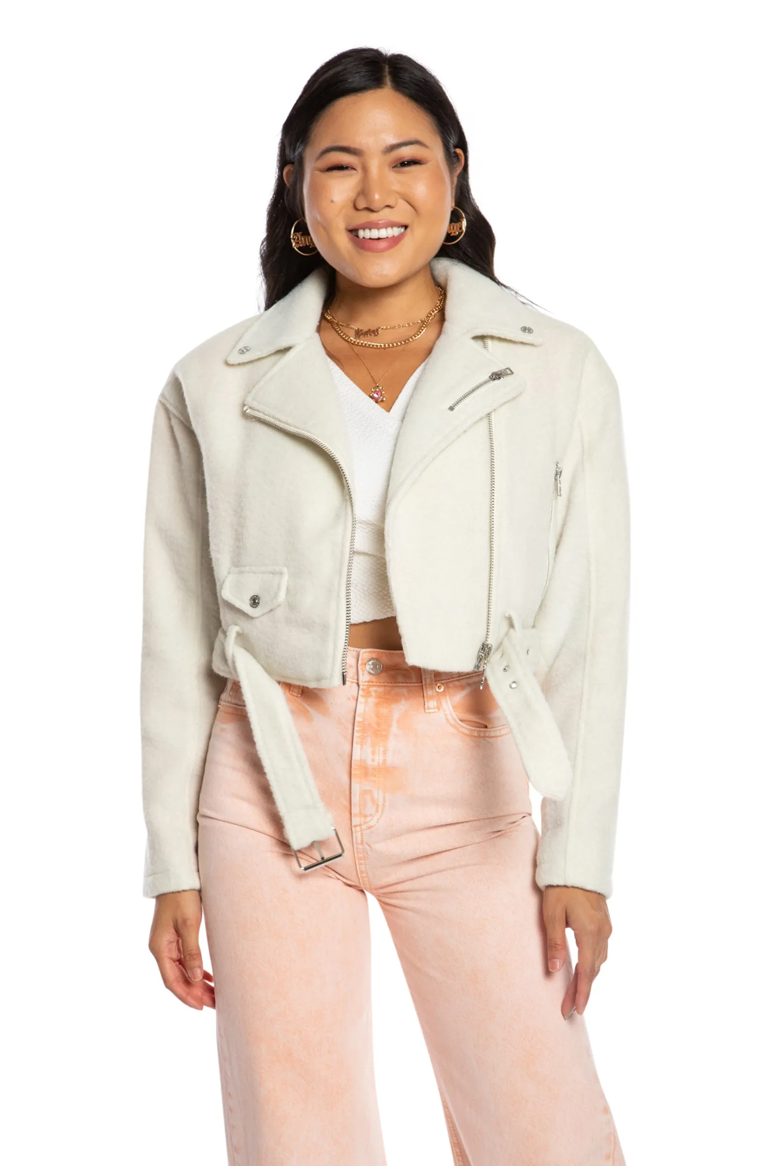 Mohair Cropped Moto Jacket