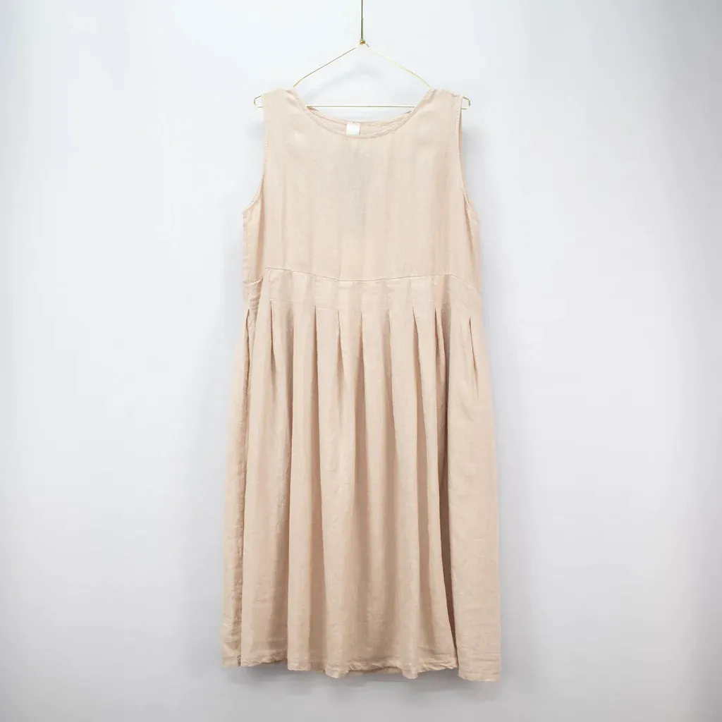 Montaigne Box Pleated Linen Dress - Rose