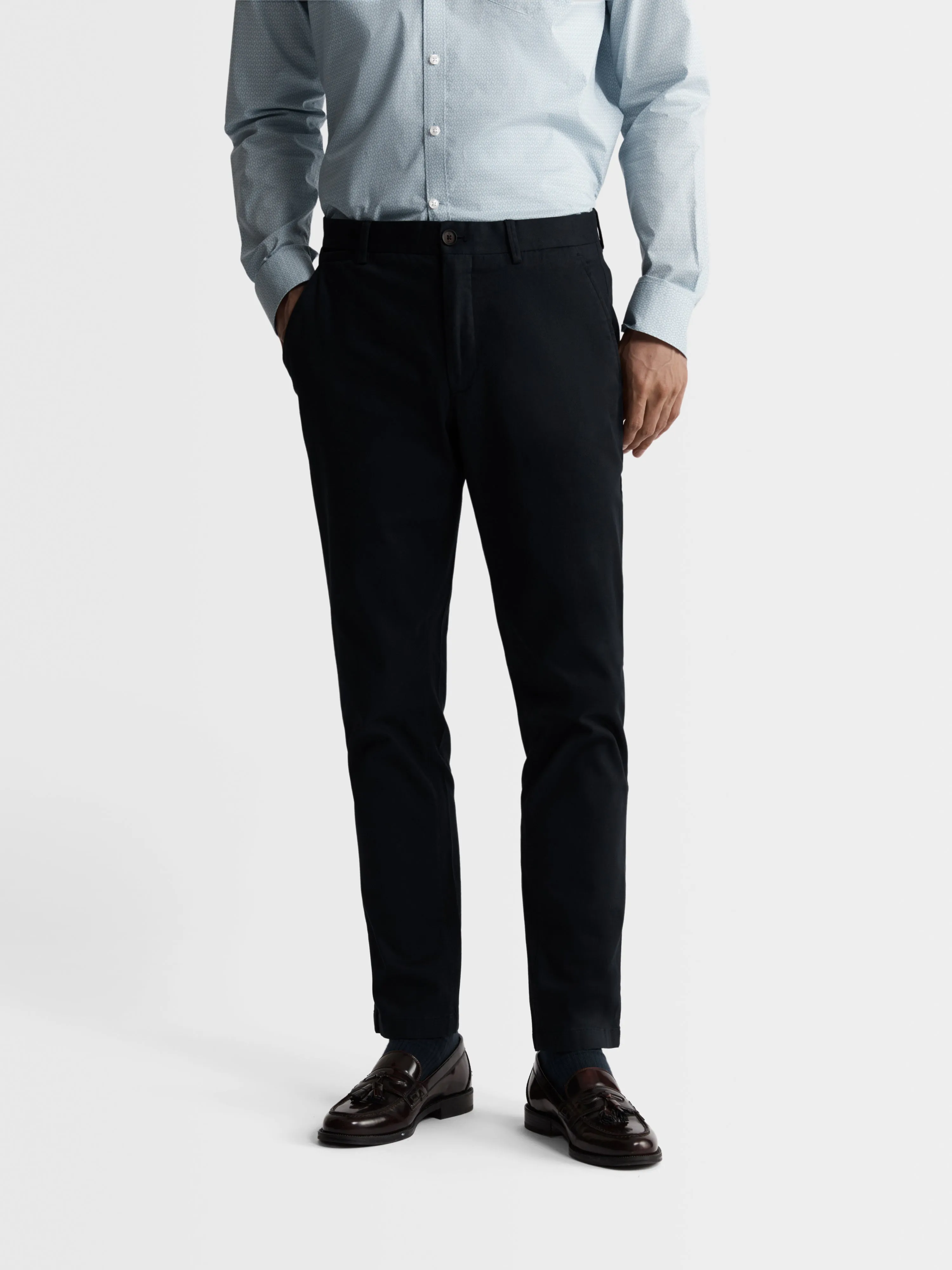 Moretti Extra Slim Fit Navy Textured Chino