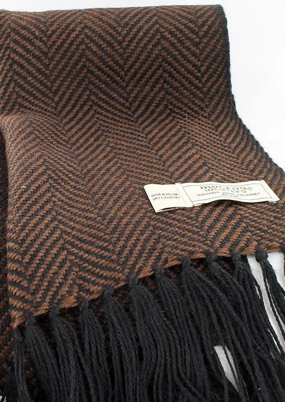 Mucros Alpaca Scarf | Brown Herringbone