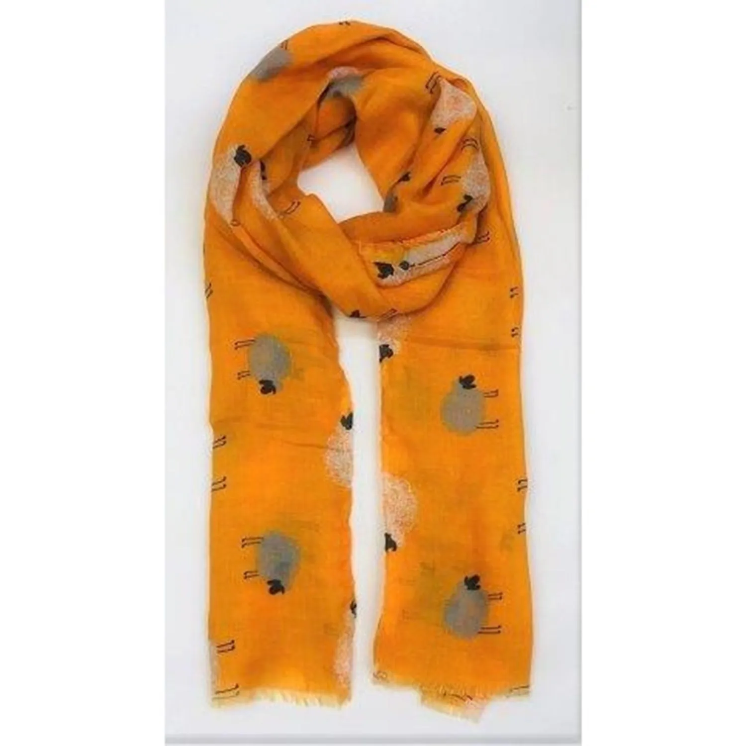 Mustard Sheep Print Scarf