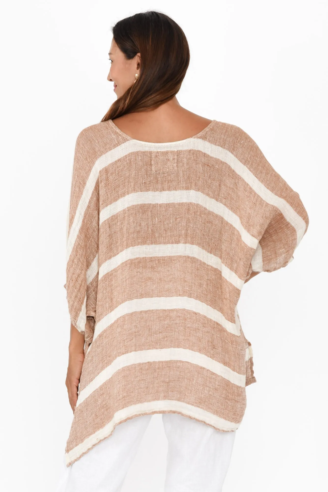 Nassau Rust Stripe Linen Top