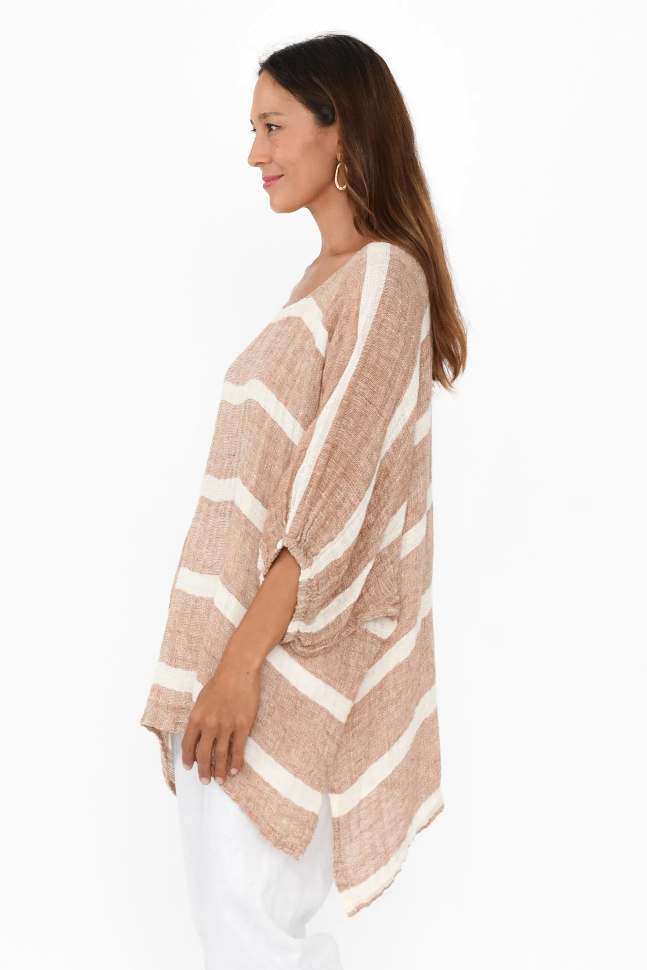 Nassau Rust Stripe Linen Top