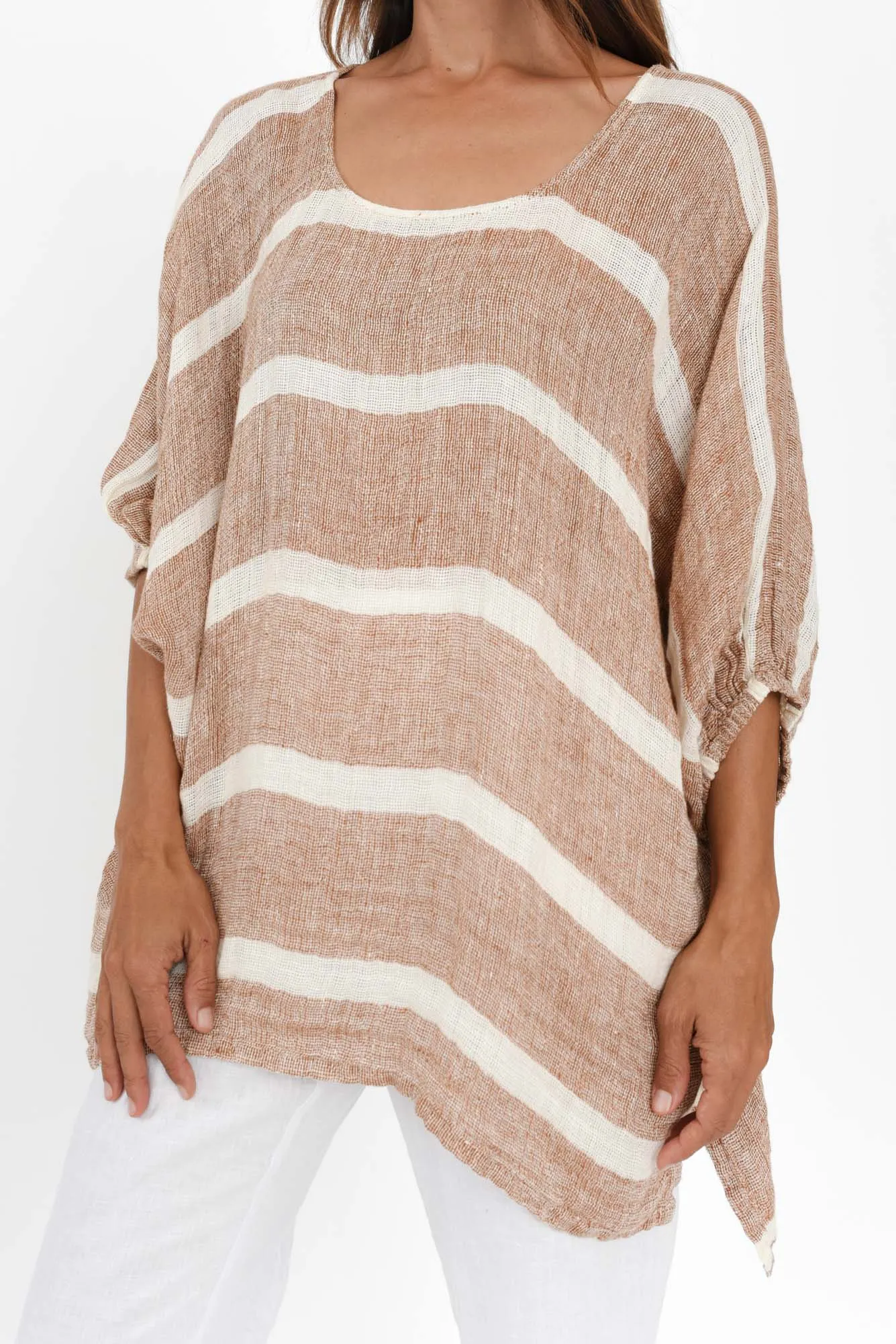 Nassau Rust Stripe Linen Top