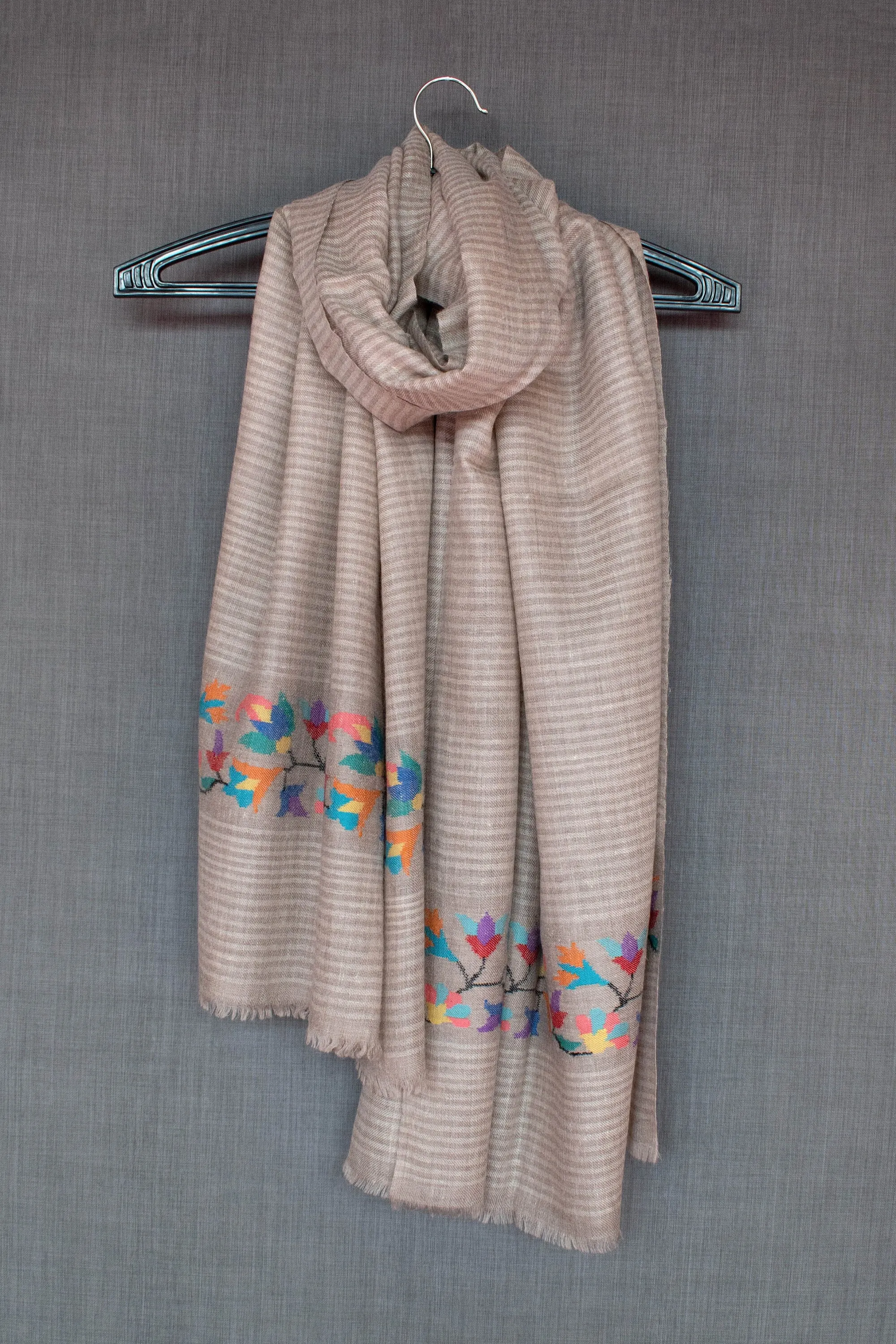 Nile Cashmere Scarf, Kani Pashmina Wrap, Handwoven, Woman, 28x80"