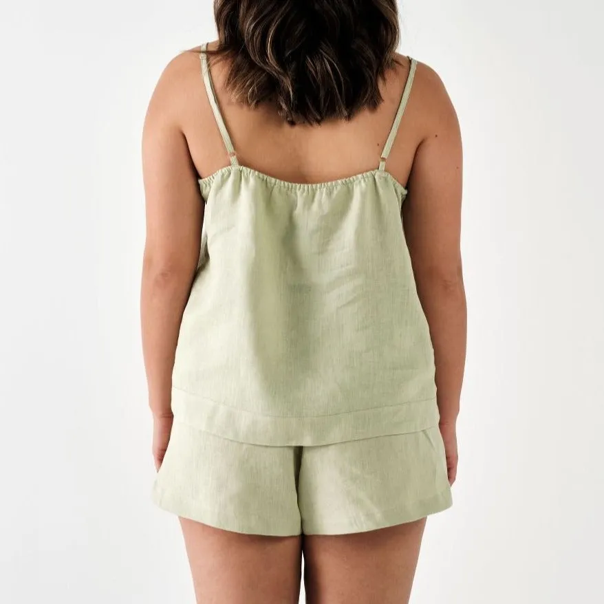 Nimes Wasabi Linen Cami by Linen House