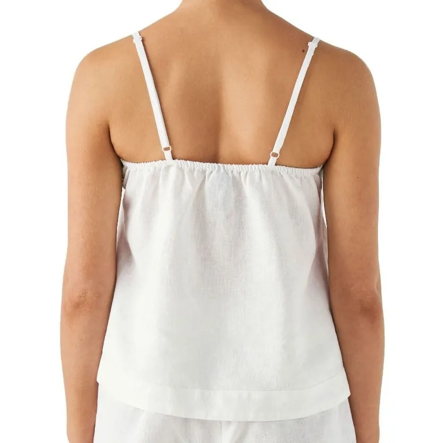 Nimes White Linen Cami by Linen House