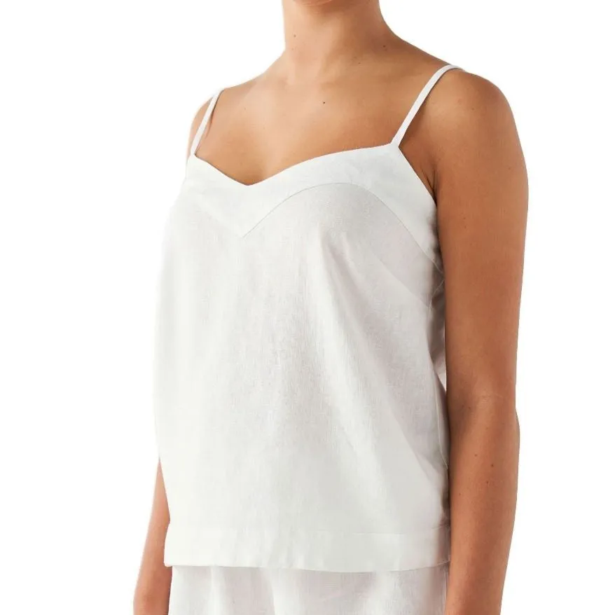 Nimes White Linen Cami by Linen House