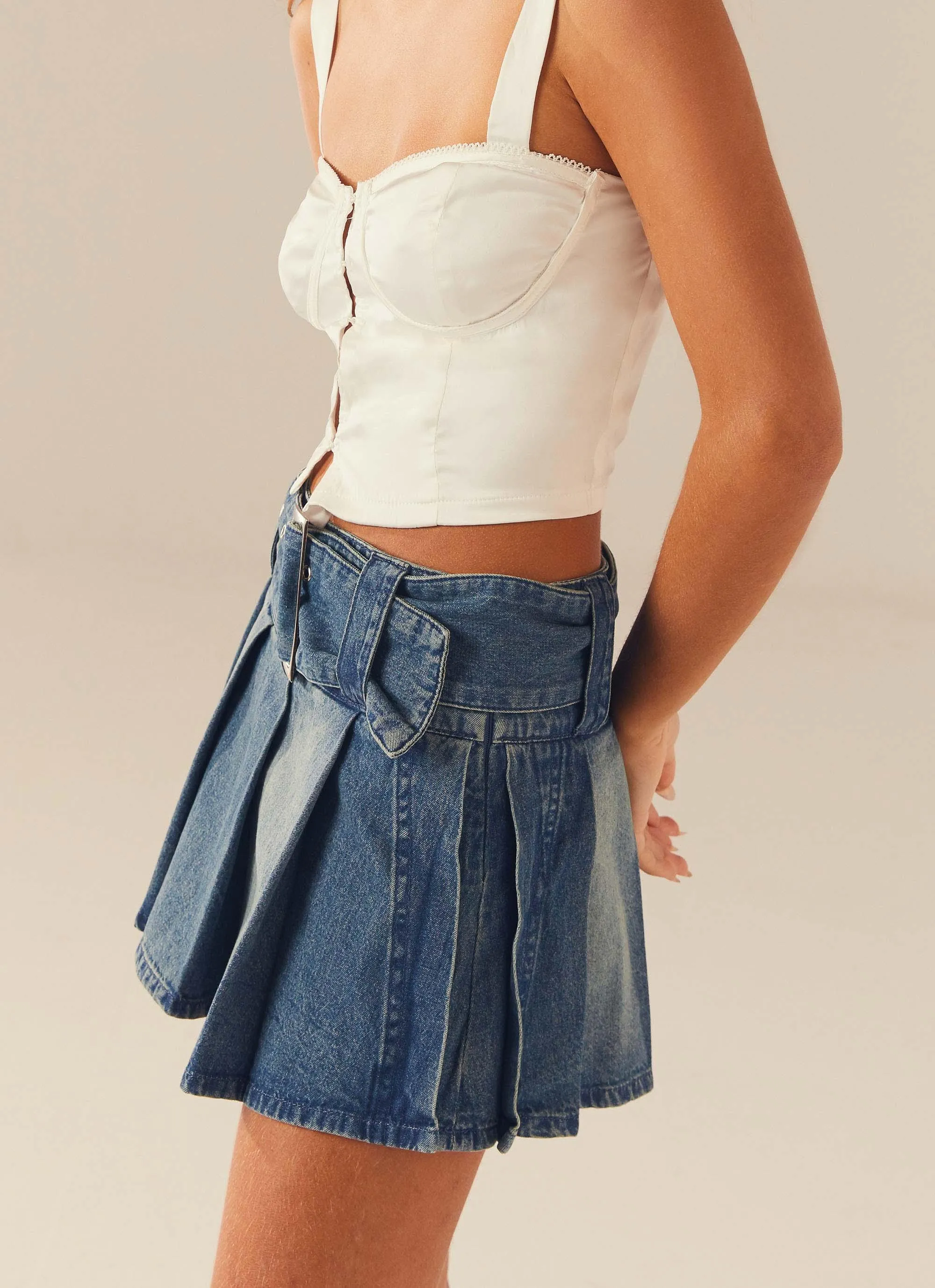 No Angel Denim Mini Skirt - Washed Blue