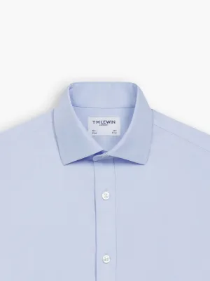 Non-Iron Light Blue Twill Fitted Single Cuff Classic Collar Shirt