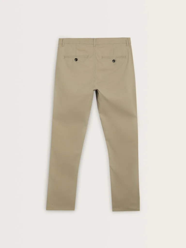 Nuon Khaki Relaxed - Fit Mid - Rise Cotton Blend Chinos