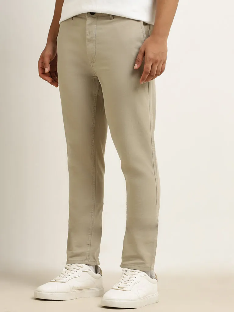 Nuon Khaki Relaxed - Fit Mid - Rise Cotton Blend Chinos