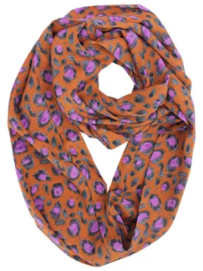 Orange Multicolor Animal Print Infinity Scarf