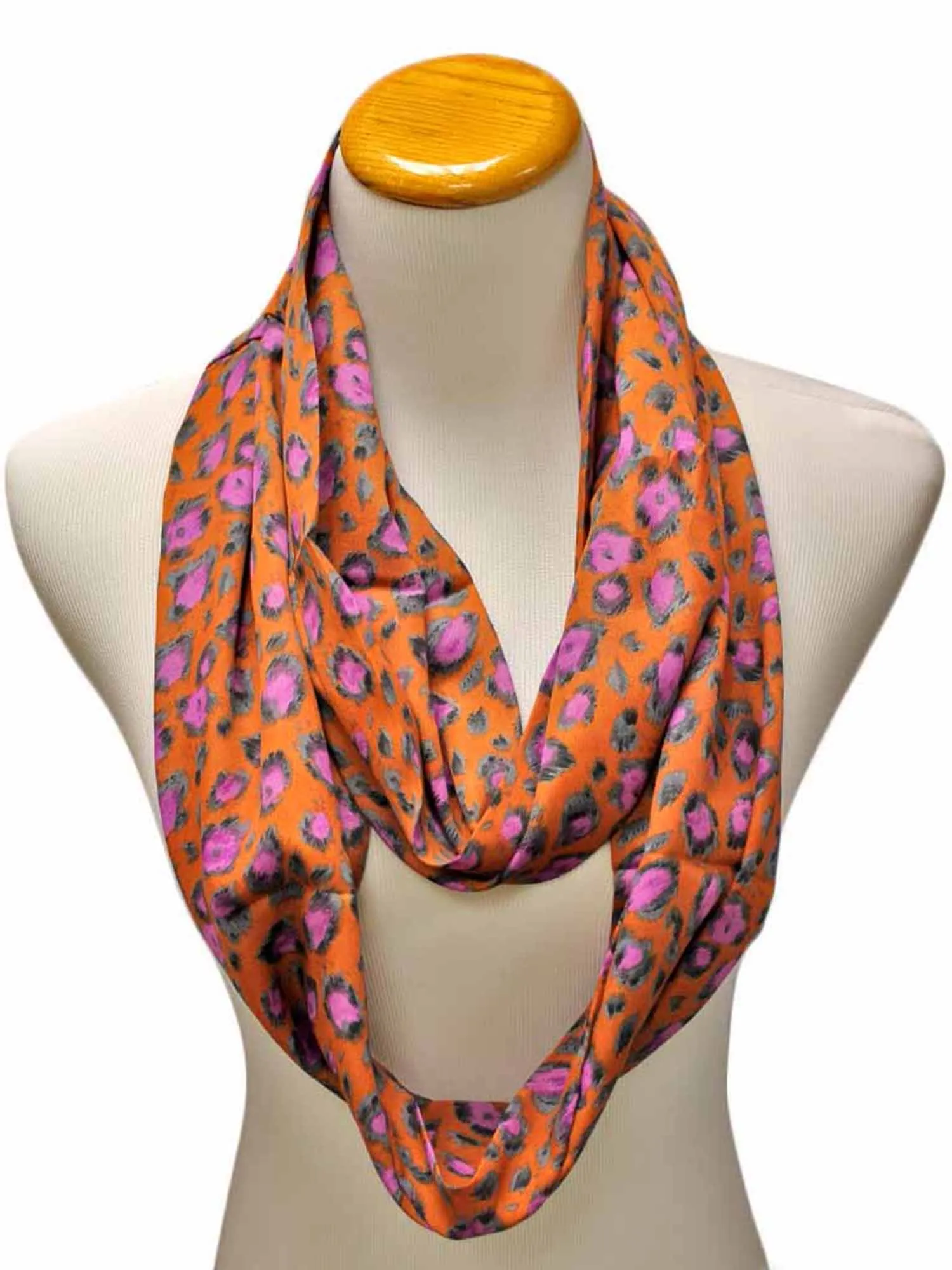 Orange Multicolor Animal Print Infinity Scarf