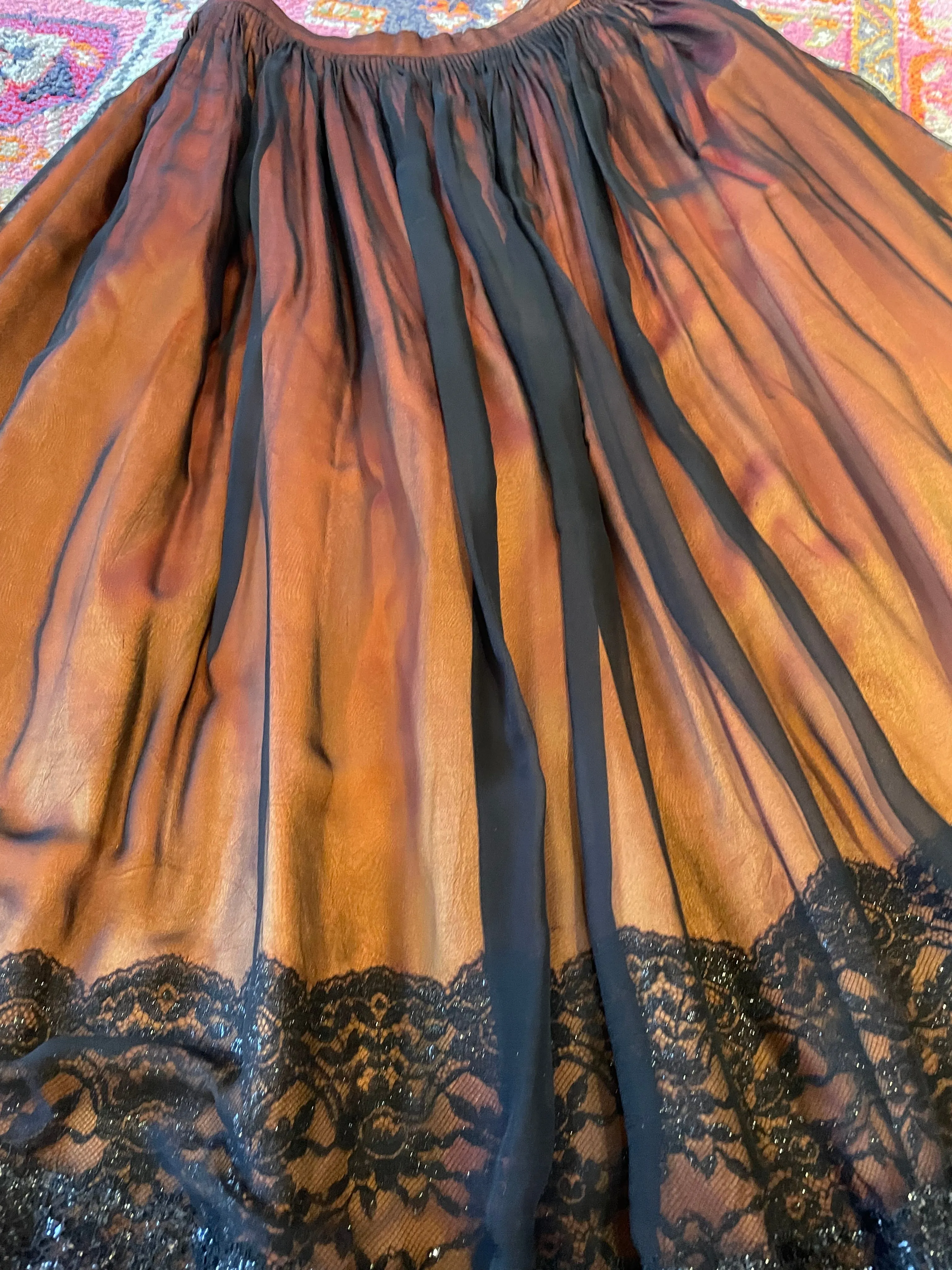 Orange Taffeta Skirt with Tulle Overlay by Geoffrey Beene