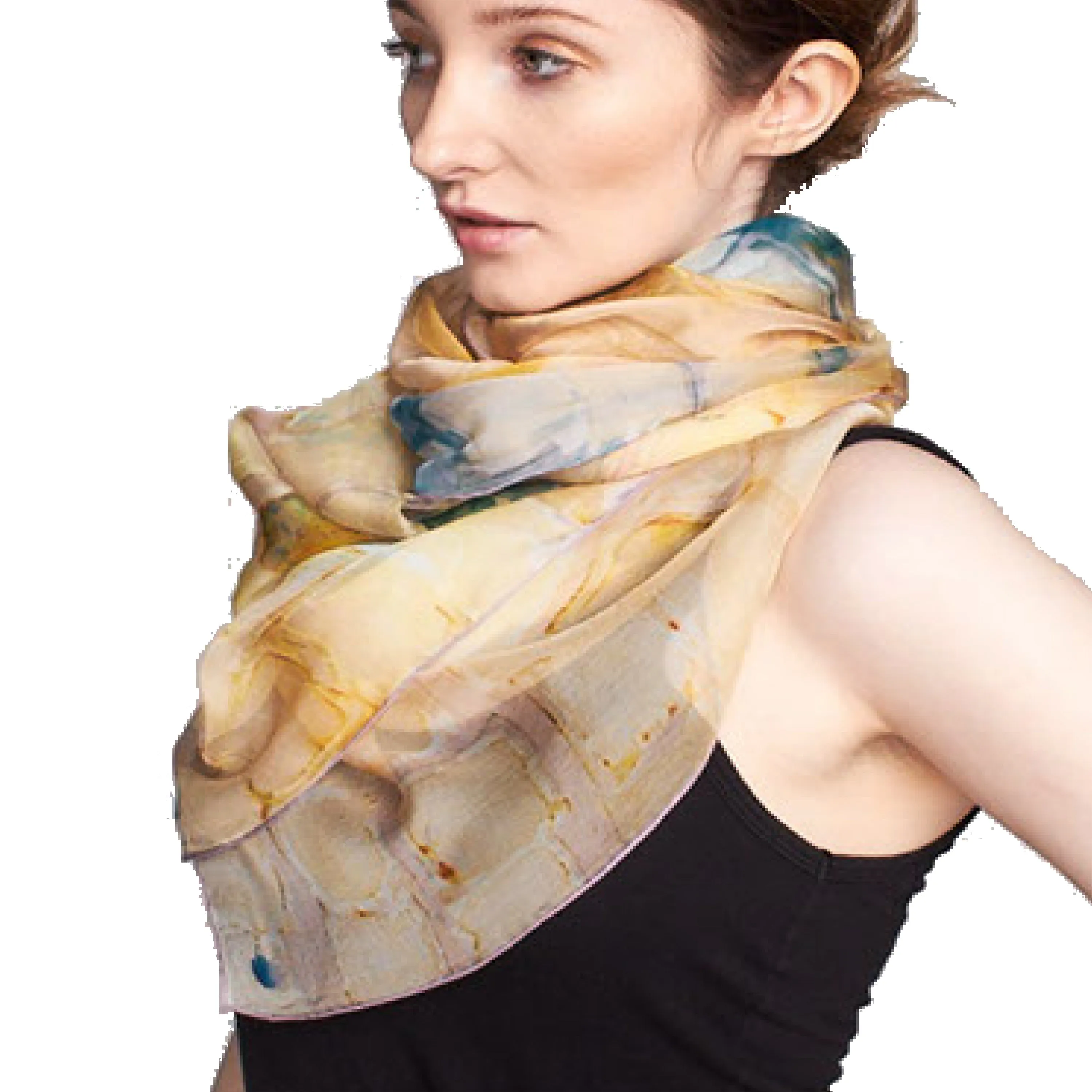 Oversized Calm Camomile Silk Chiffon Scarf