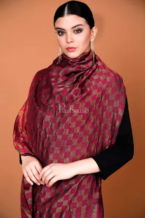 Pashtush Womens Twilight Checkered Scarf, With Shimmery Zari Thread Weave